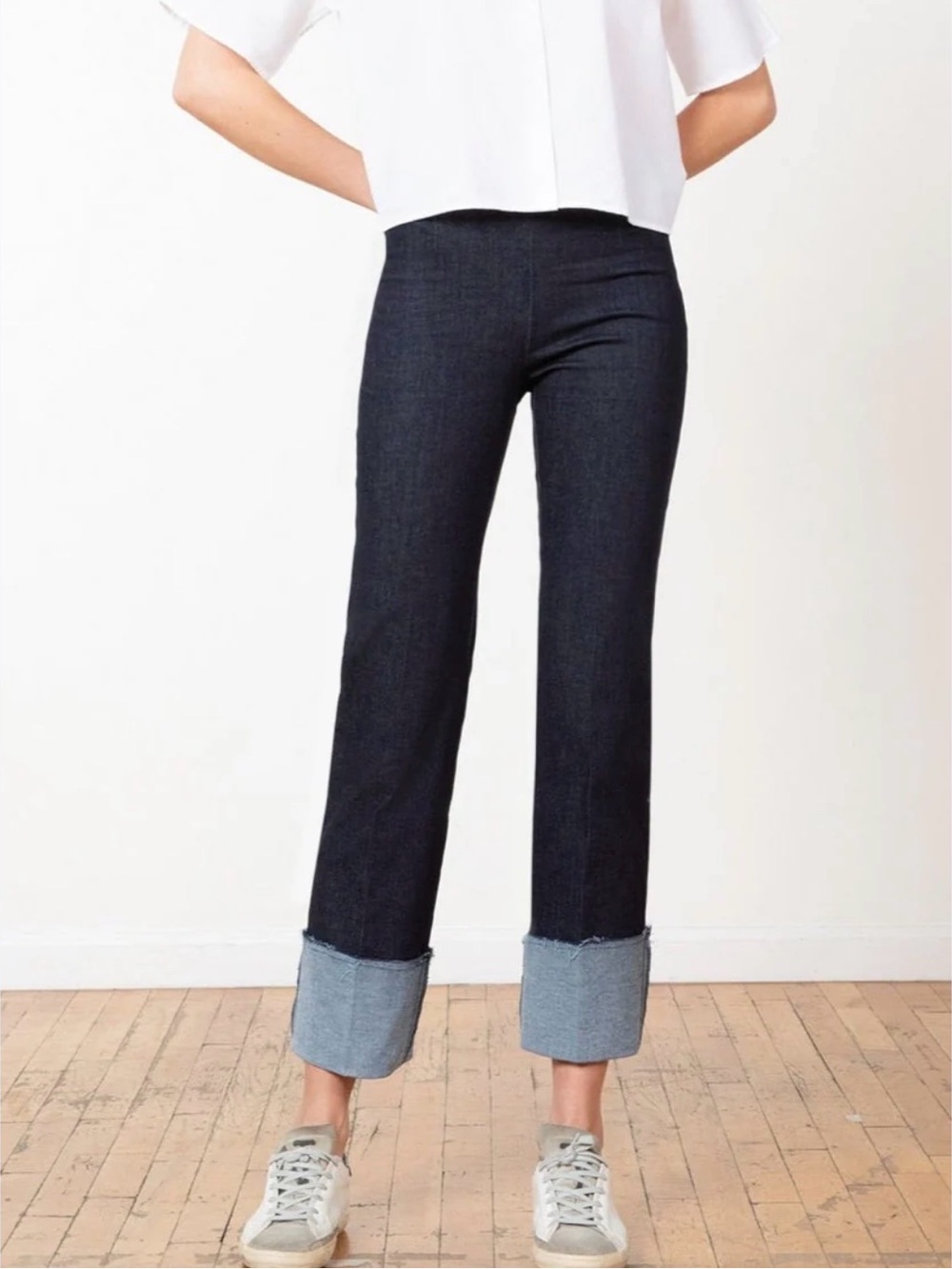 0216 Dkny low lita Dark Indigo Cuffed Ankle Jeans
